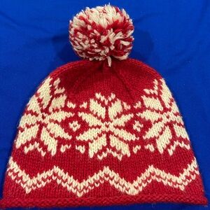 B6 Abercrombie & Fitch red Beanie Hat lambs wool blend